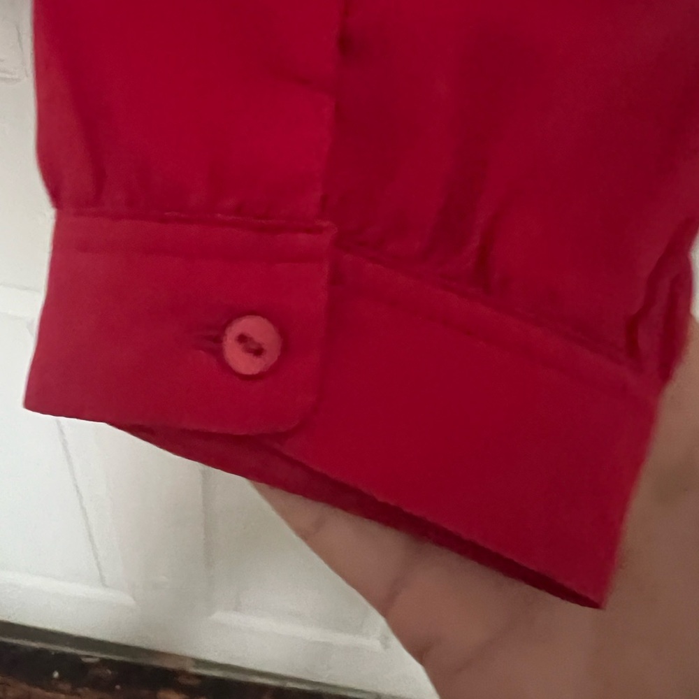 Women's Red Button-Up Blouse medium - Picture 4 of 5